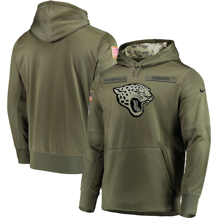 Men Jacksonville Jaguars Nike Olive Salute To Service KO Performance Hoodie Green